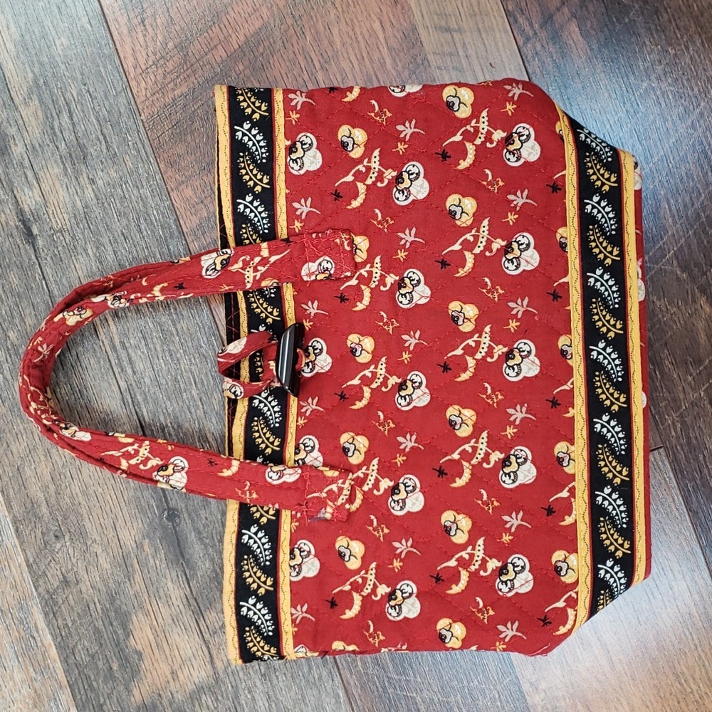 Small Cloth Handbag in Red, Black, and Yellow Florals